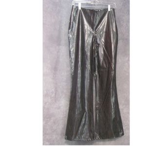 Polyurethane Silver Snake Highwaist Flare Pants